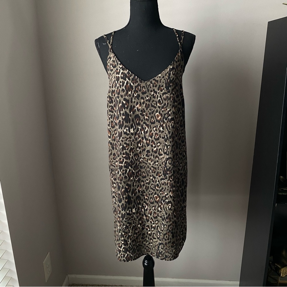 Women’s Peyton Jensen Small Made in USA Green Floral midi double strap dress